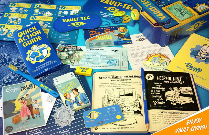 Vault-Tec Vault Dweller's Welcome Kit that houses various Vault Dweller essentials for Vault living