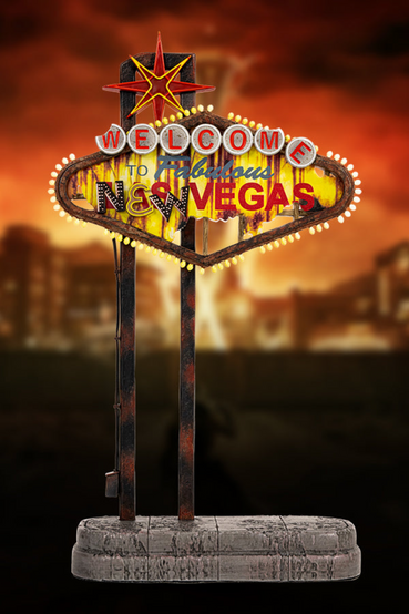 Welcome to Fabulous New Vegas small scale replica sign as seen in Fallout: New Vegas. The replica sign stands 10" tall, is back lit with hand-painted clear resin and decal, powered by USB cable