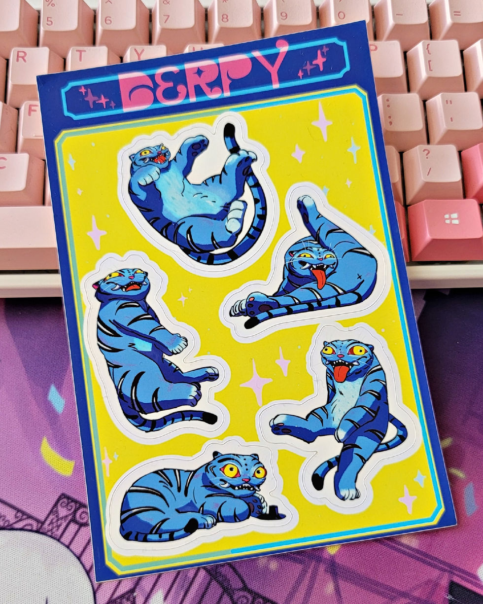 sticker sheet for Derpy cat from Kpop Demon Hunters