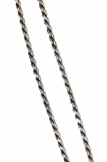 detail shot of a stainless steel rope chain