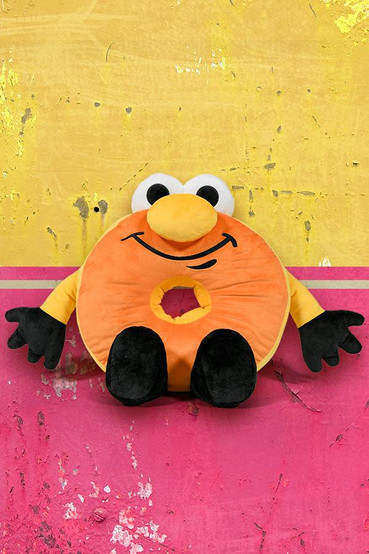 Oversized 14" plushie based on Slocum's Joe from Fallout donut mascot