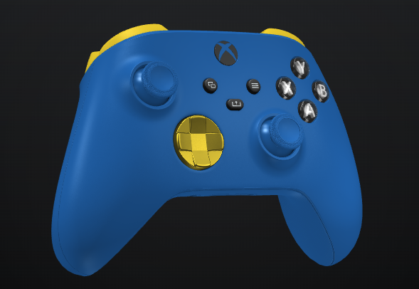 Fallout-inspired Xbox Elite and Xbox Standard controllers by Xbox Design labs, with blue and yellow color schemes