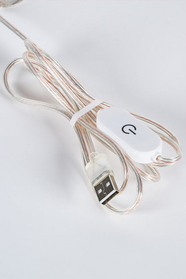 Close up of the mounting hardware and press switch USB power plug