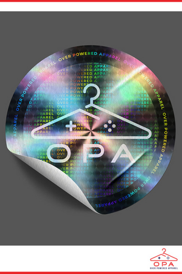 A sticker design for BioWare Gear's OPA a.k.a. Over Powered Apparel clothing line