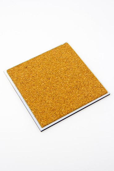 the back of the acrylic coasters showing the cork base or underside