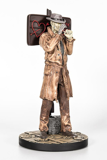 Fallout 4 merch bundle which includes: a 8" Nick Valentine polyresin statue, Pip-Boy 3000 Mark IV mousepad, and Vault Boy SPECIAL soft enamel pin