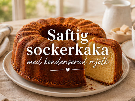 •Saftig sockerkaka med kondenserad mjölk