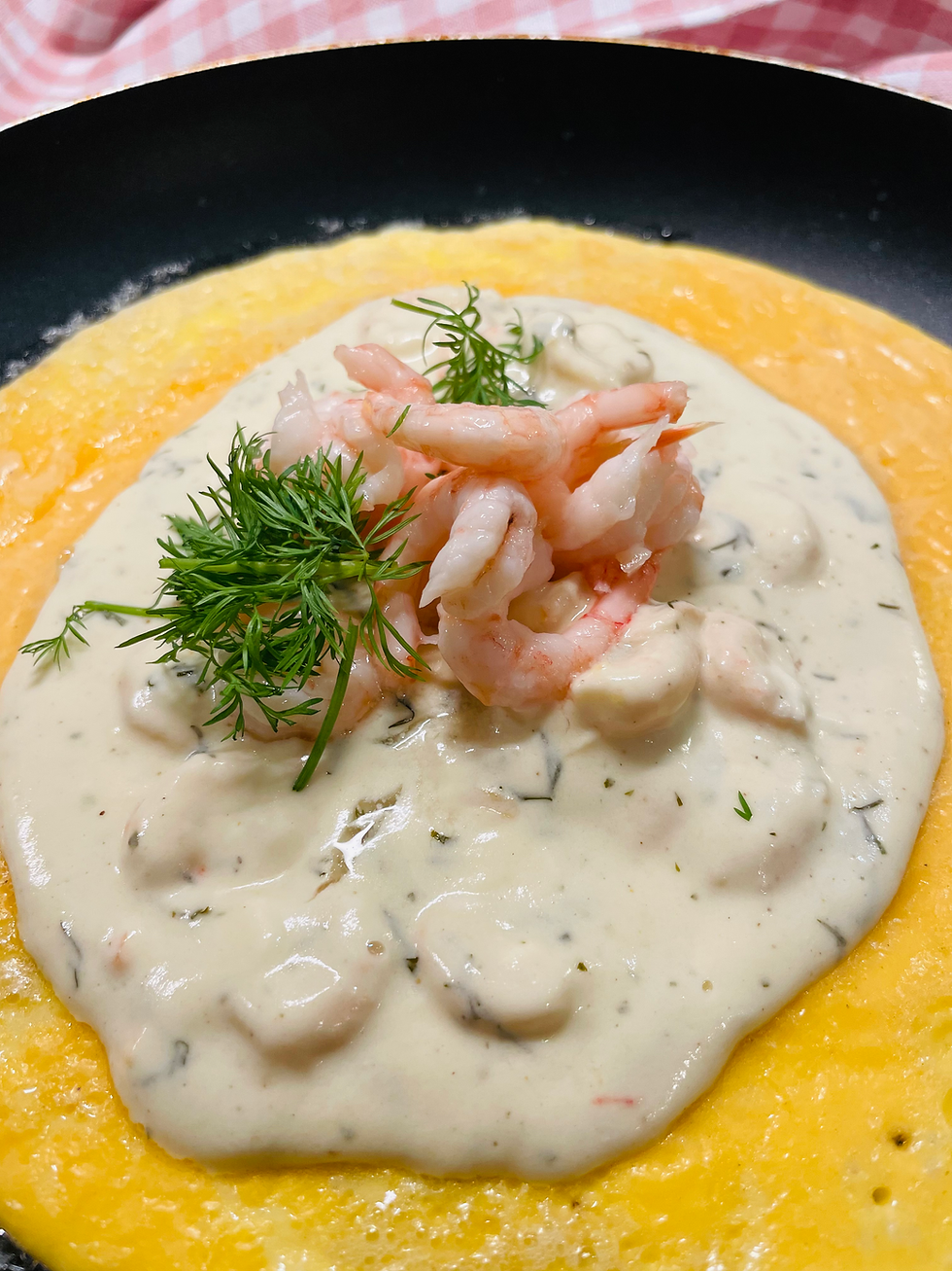 •Snabb omelett med räkstuvning…