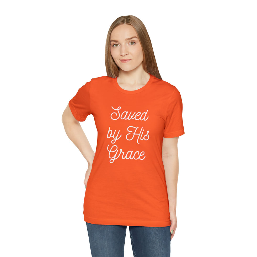 Thumbnail: Saved by His Grace Unisex Short Sleeve Tee w/ White Logo by Christian Fitted