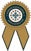 Shared Health Services ribbon badge with the words 'Purse Excellence. No Exceptions.' symbolizing SHS's commitment to consistent, high-standard support.