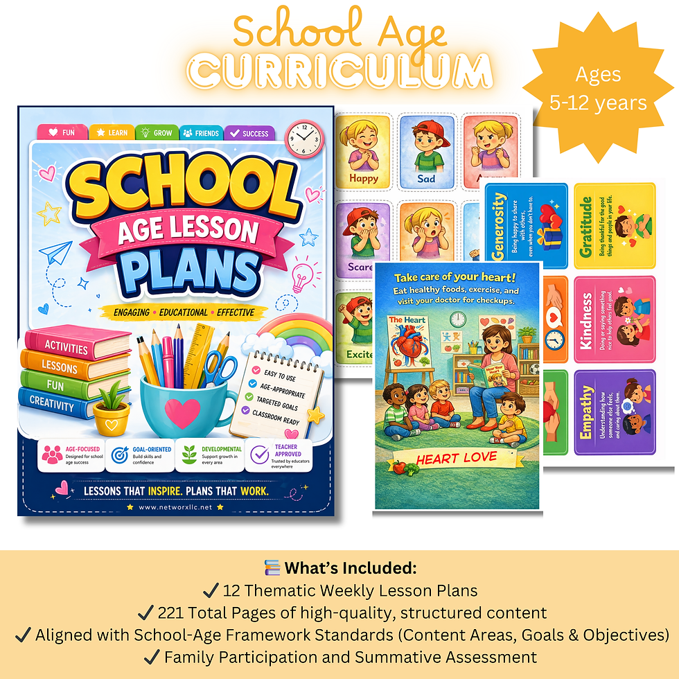 School-Age Curriculum Bundle: 12 Weekly Lesson Plans for Ages 5–12 Wks 25-36