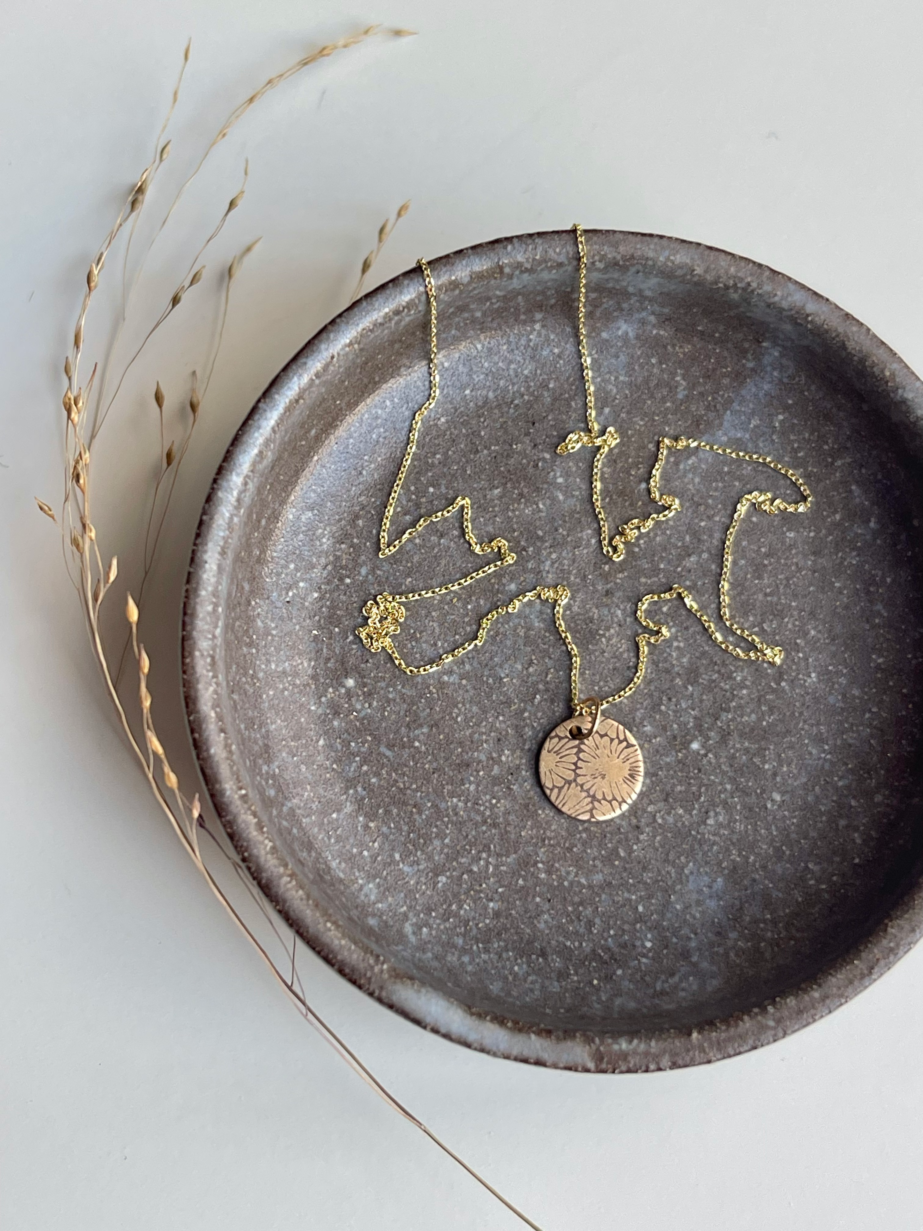 Gold Petoskey Patterns Small Circle Necklace