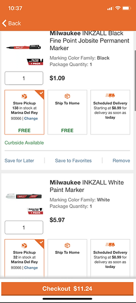 Home Depot Shopping Cart Screens