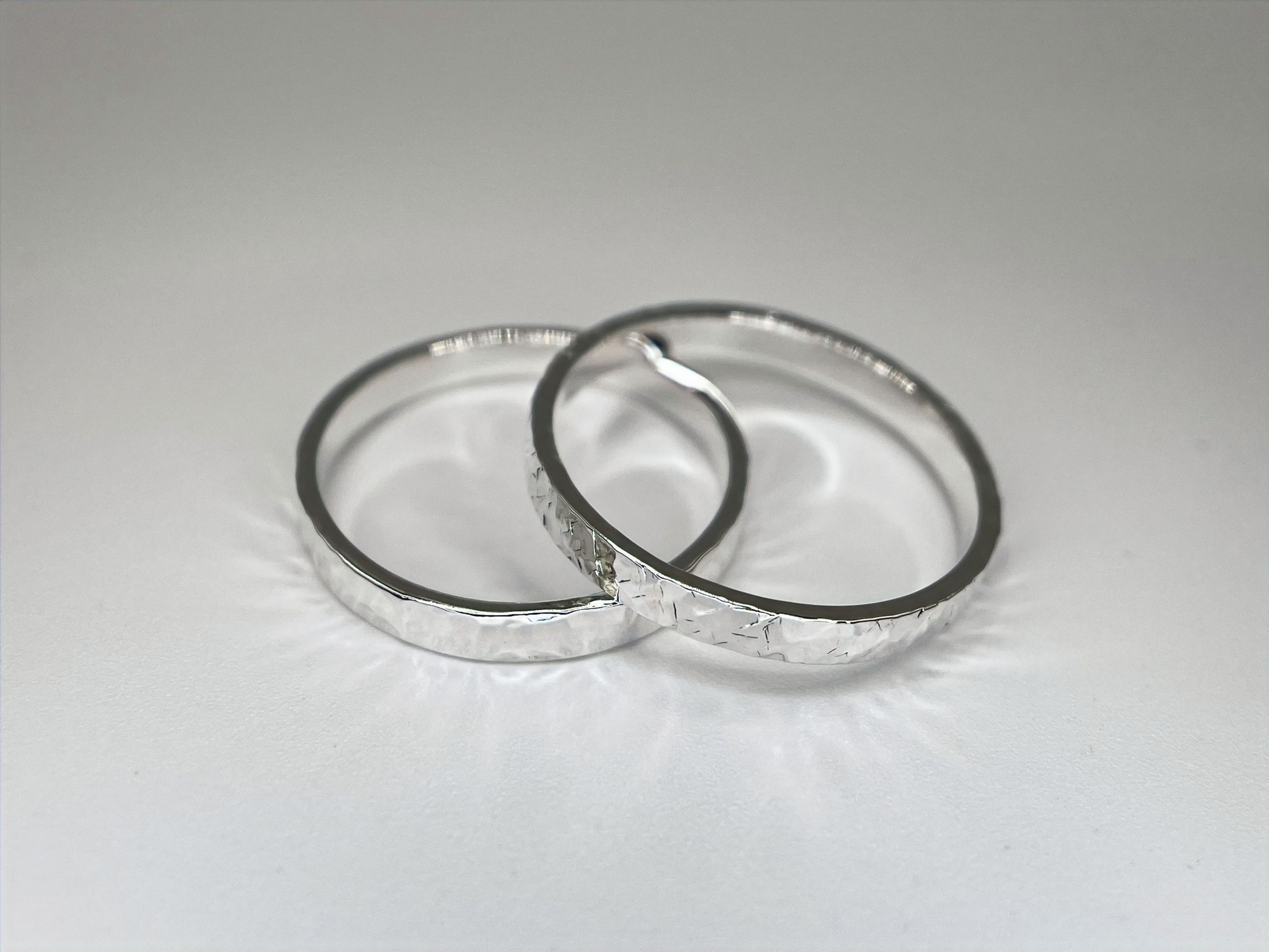 Sterling Silver Hammered Stacking Pair .925