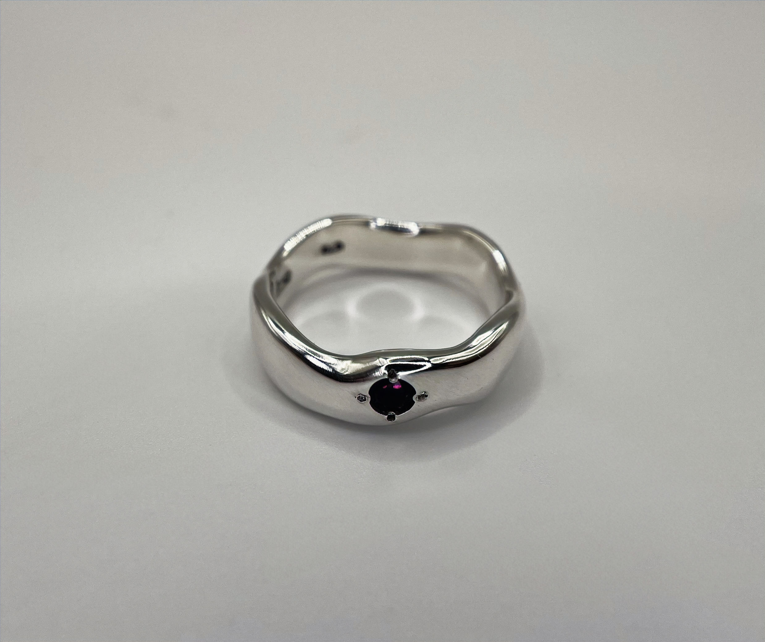 Molten Rhodolite Garnet Sterling Silver Ring .925