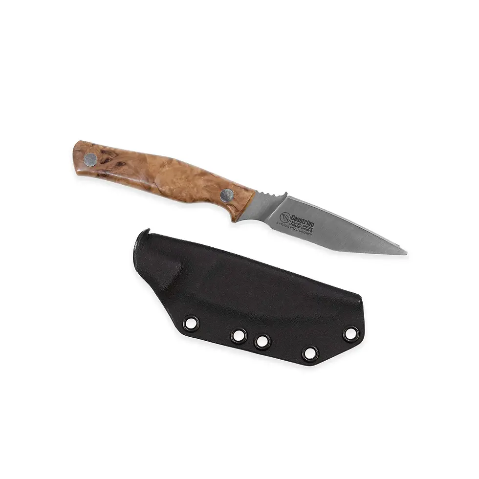 Swedish Field Dresser jaktkniv med skaft i masurbjörk och kydexfodral