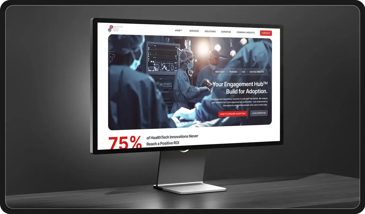 Mockup of the Efty Group website desktop version