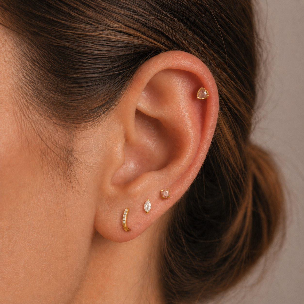 Piercing goutte coeur rose — Éloria