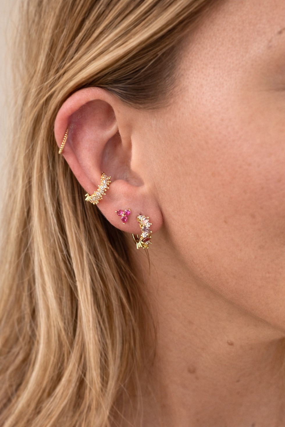 mini puce délicate au motif floral/trèfle rose