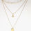 Miniature : collier doré élégant multirangs 3 chaînes une étoile un médaillon rond lisse à graver ou pas et une chaine maillon gros