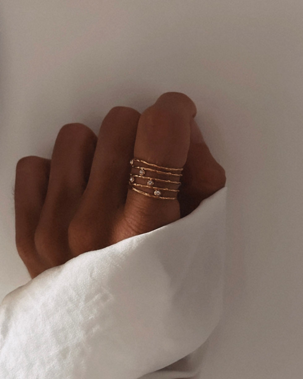 Thumbnail: Bague multi anneaux zirconiums Justine