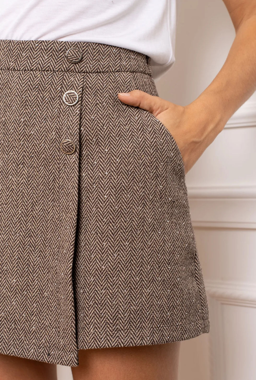 Thumbnail: Jupe-short chevrons (effet portefeuille)