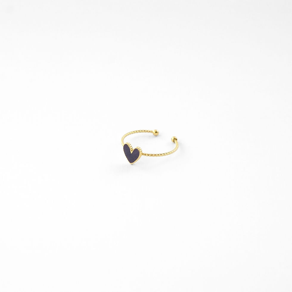 Miniature : DÉTAILS  Matière : acier inoxydable doré & émail  Couleurs : doré + cœur coloré (kaki / marine / marron)  Taille : bague ajus