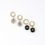 Miniature : Boucles d'oreilles minis créoles décorées d'une pierre naturelle carrée.  Pierre au choix: Agate Noire ou Labradorite (Gris)