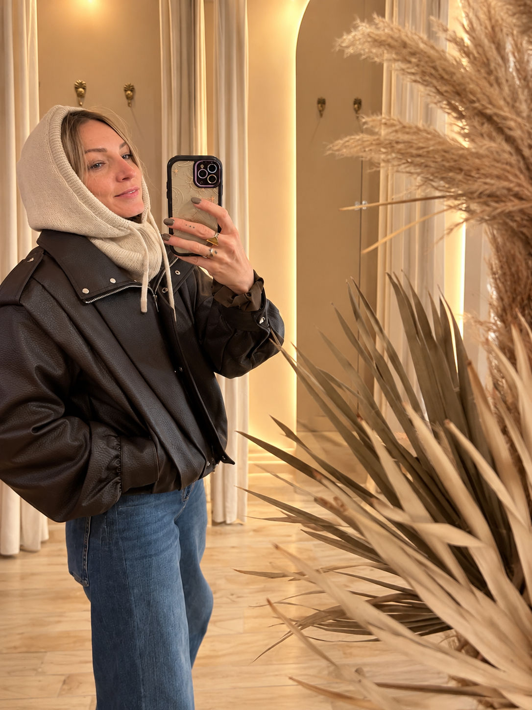 CAGOULE OVERSIZE EN LAINE - BEIGE