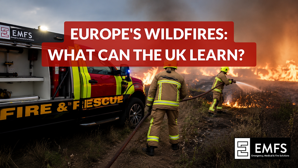 Europe Wildfire with firefighters tackling the blaze
