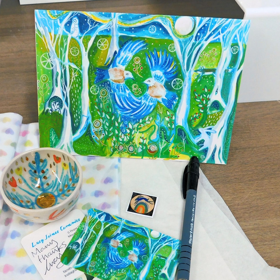 Thumbnail: Three Greeting Cards of original gouache paintings