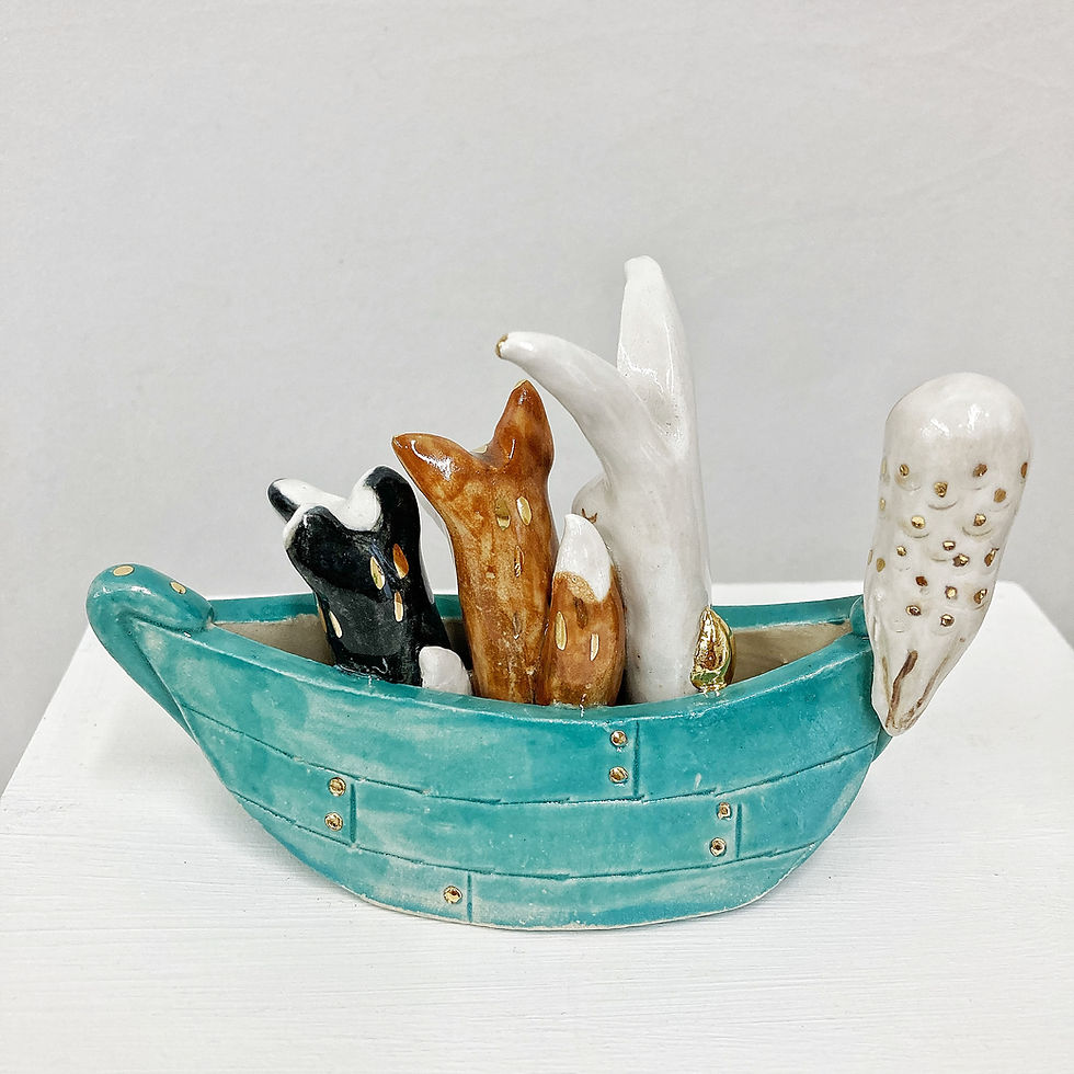 Thumbnail: 'Hope Boat' with Hare, Fox, Badger & Owl  Small