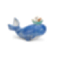 'Blue Whale & Hope Boat' stoneware with gold lustre L40cm H25cm
