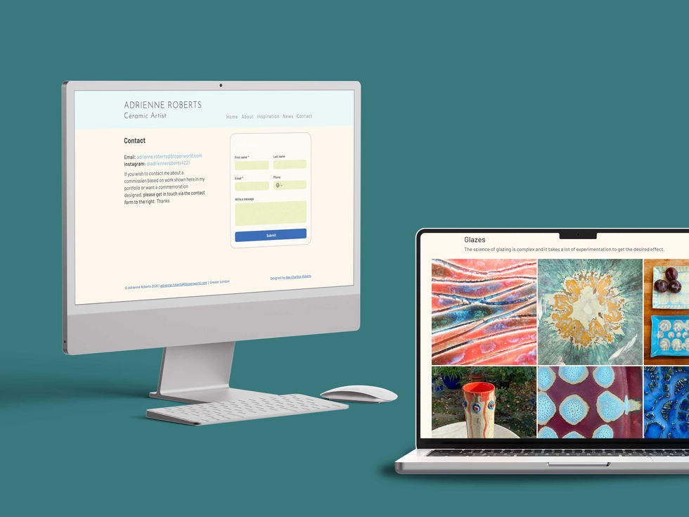 AR Ceramics - contact and gallery website design