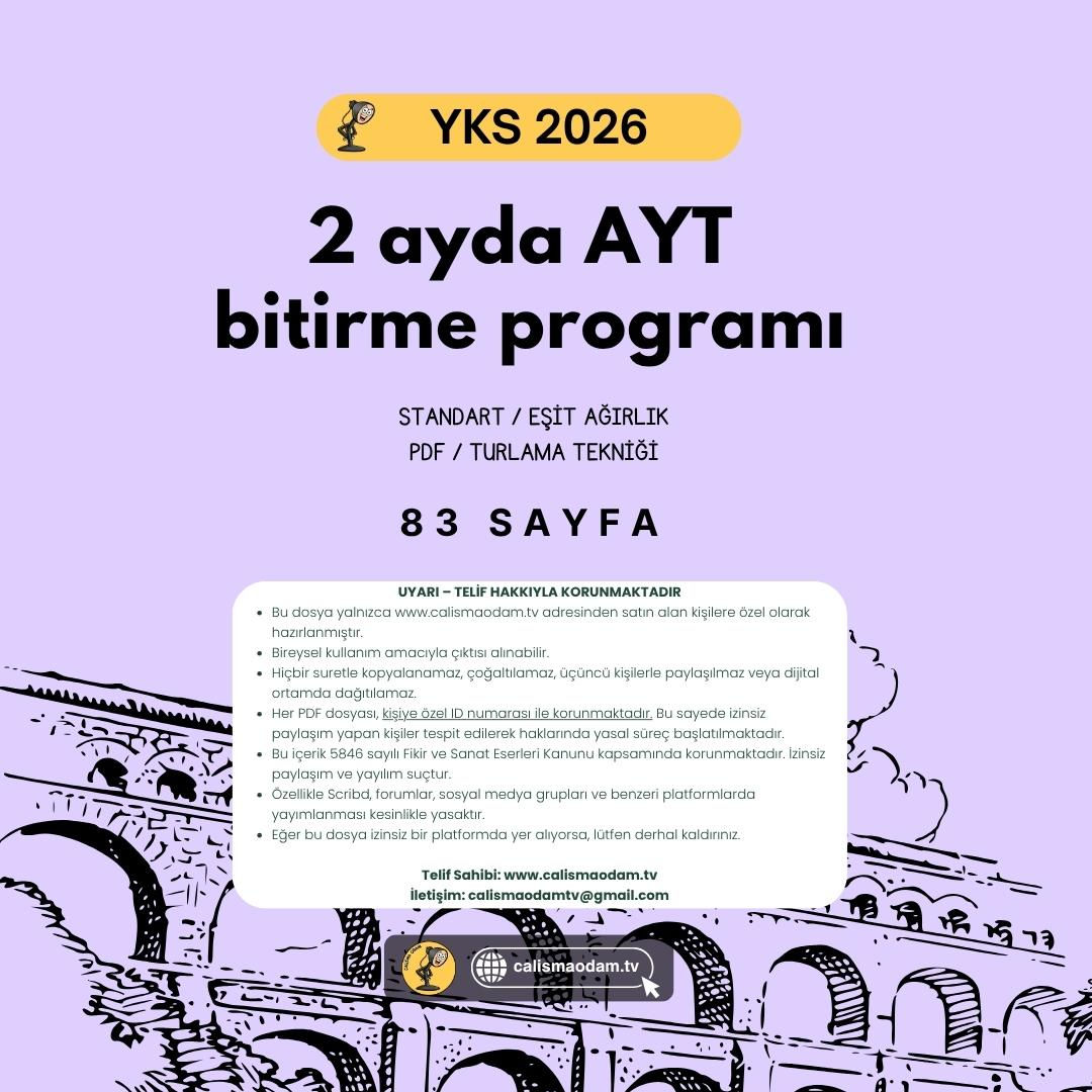 2 Ayda AYT Bitirme Programı - Eşit Ağırlık - Standart - Pdf