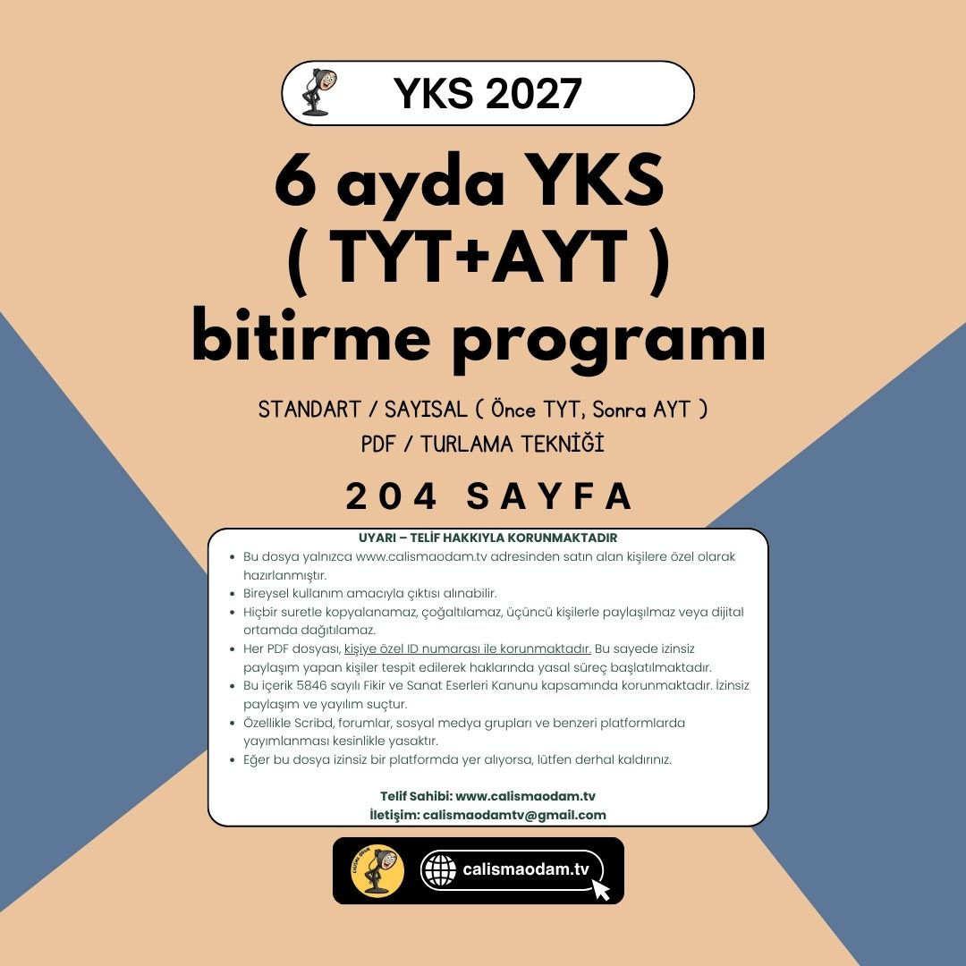 6 Ayda YKS Bitirme Programı - Sayısal - Standart - Pdf