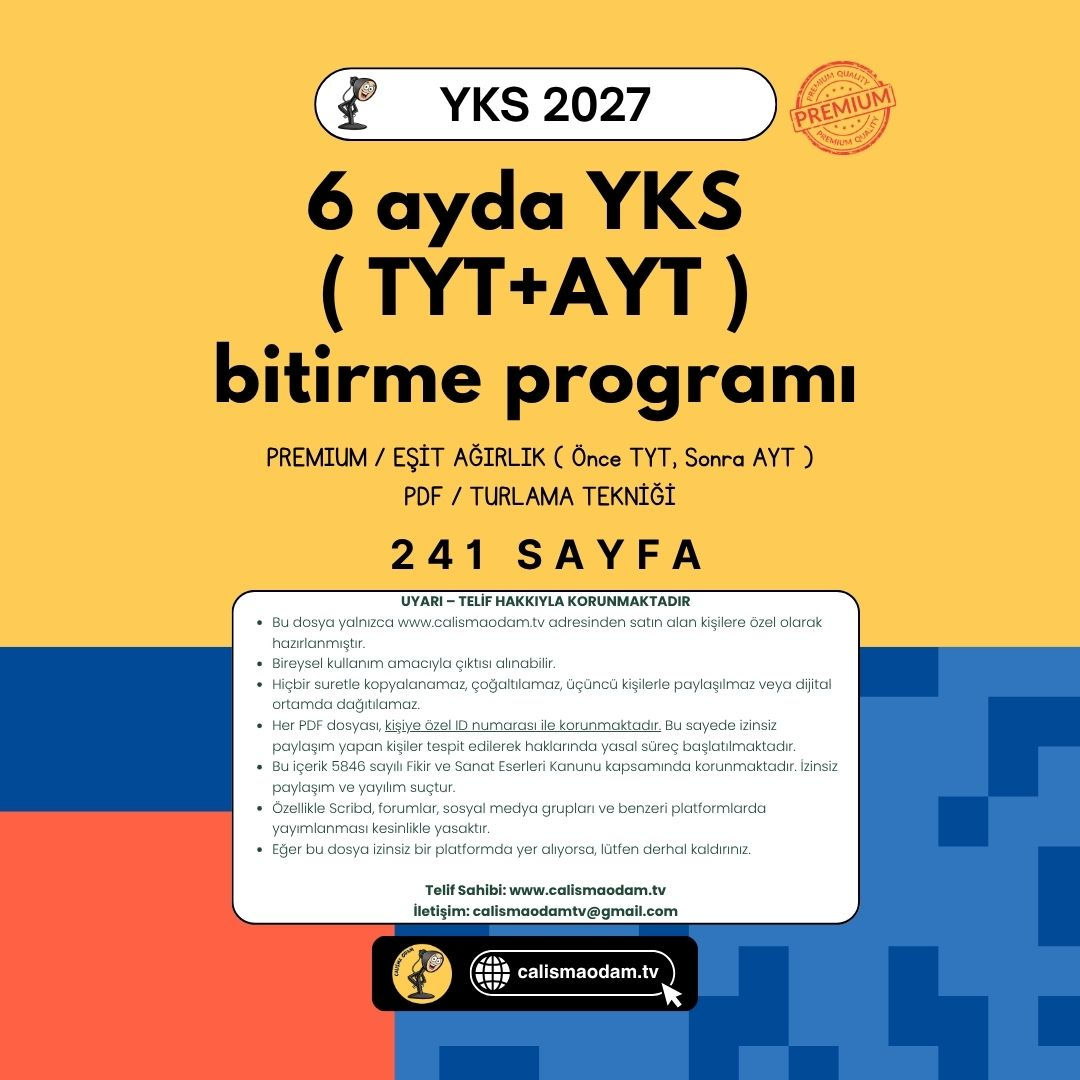 6 Ayda YKS Bitirme Programı - Eşit Ağırlık - Premium - Pdf Kopyası