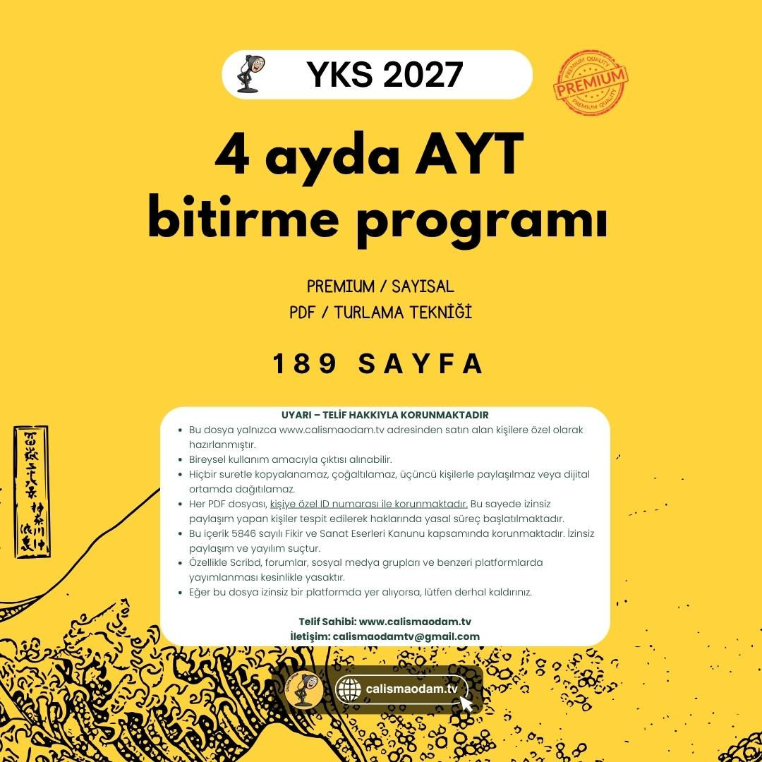 4 Ayda AYT Bitirme Programı - Sayısal - Premium - Pdf