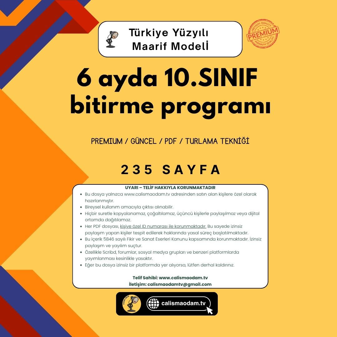 6 Ayda 10.Sınıf Bitirme Programı - Maarif Modeli - Premium - Pdf