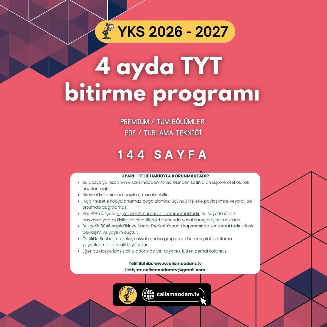 4 Ayda TYT Bitirme Programı - Standart - Pdf
