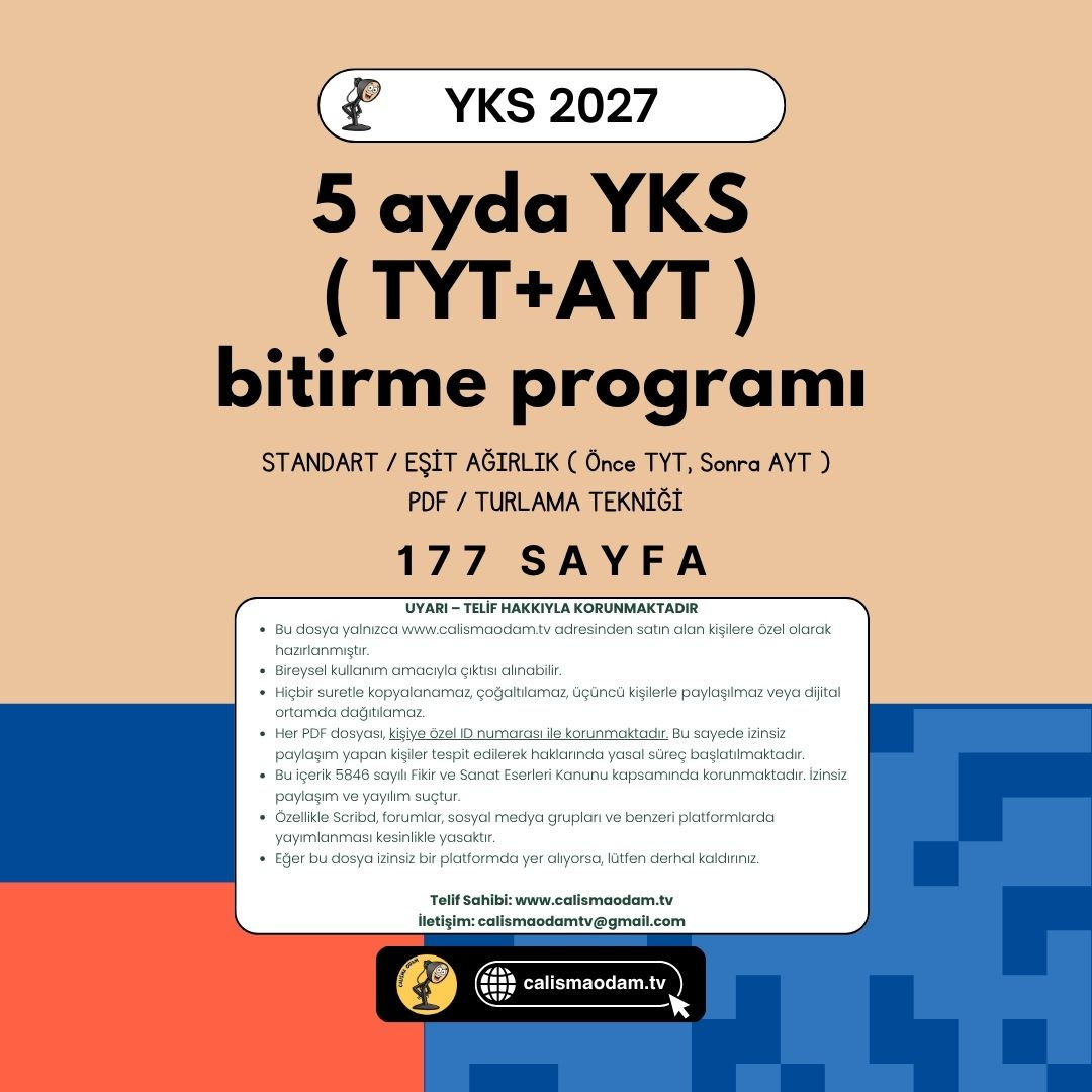 5 Ayda YKS Bitirme Programı - Eşit Ağırlık - Standart - Pdf
