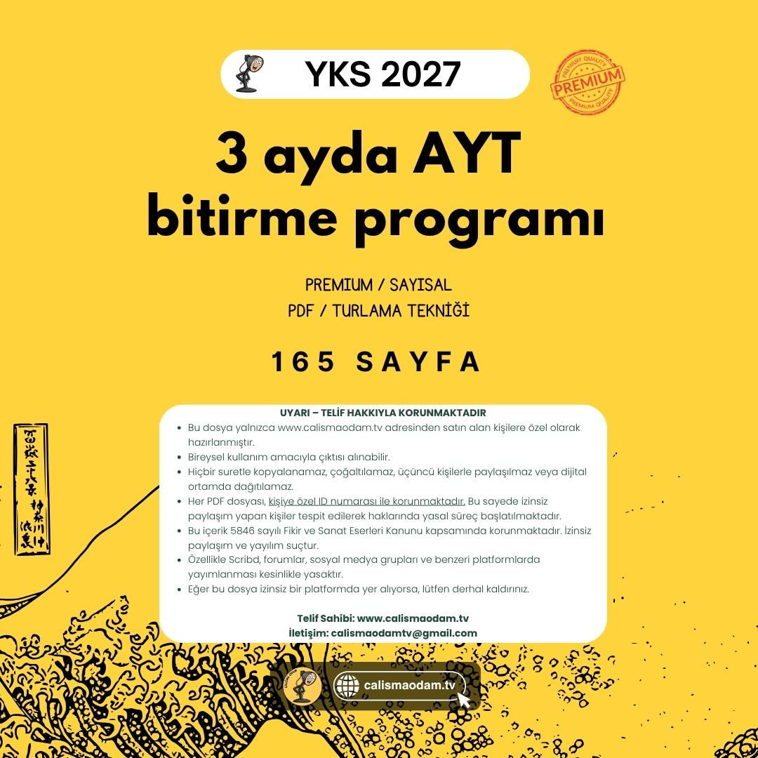 3 Ayda AYT Bitirme Programı - Sayısal - Premium - Pdf
