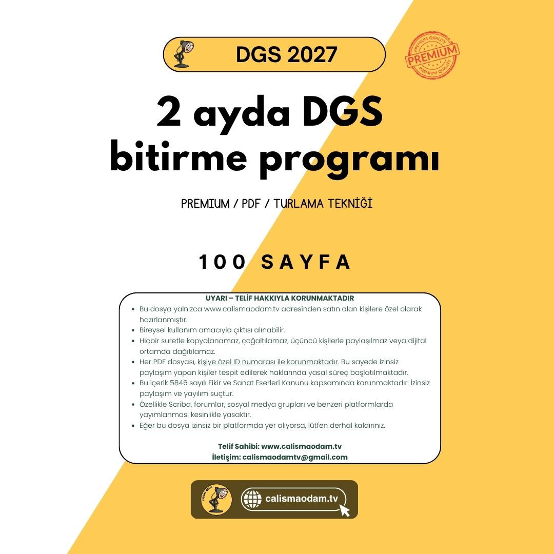 2 Ayda DGS Bitirme Programı - Premium - Pdf
