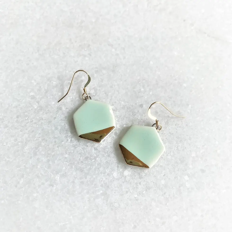 Thumbnail: Hexagon Dangle Earrings by Stitch Prism