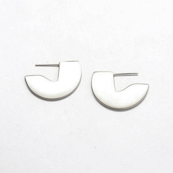 Thumbnail: Geometric Mini Semi Circle Stud Earrings