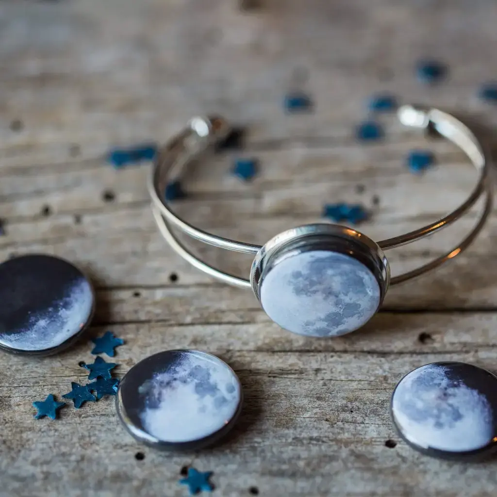 Cuff Bracelet, Interchangeable Moon Phases