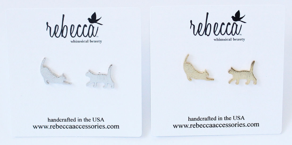 Cat Silhouette Mismatch Stud Earrings
