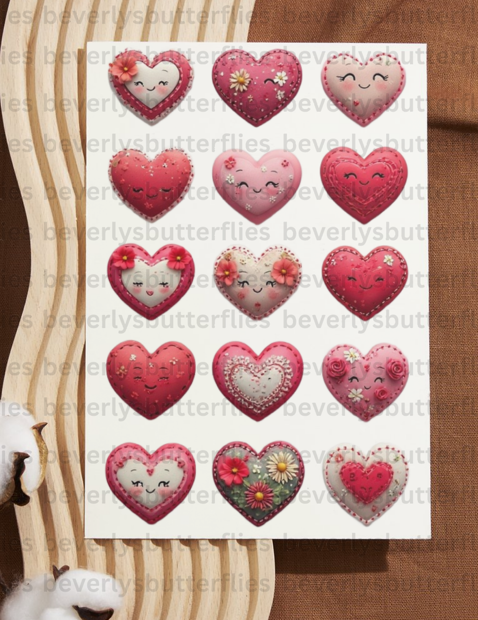 Thumbnail: Valentine’s Day Heart Clipart Bundle ,64 Heart PNG Images , 5 Sheets ,Glitter