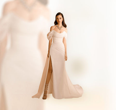 Minimalistic wedding dress with long trail Vilnius Lithuania