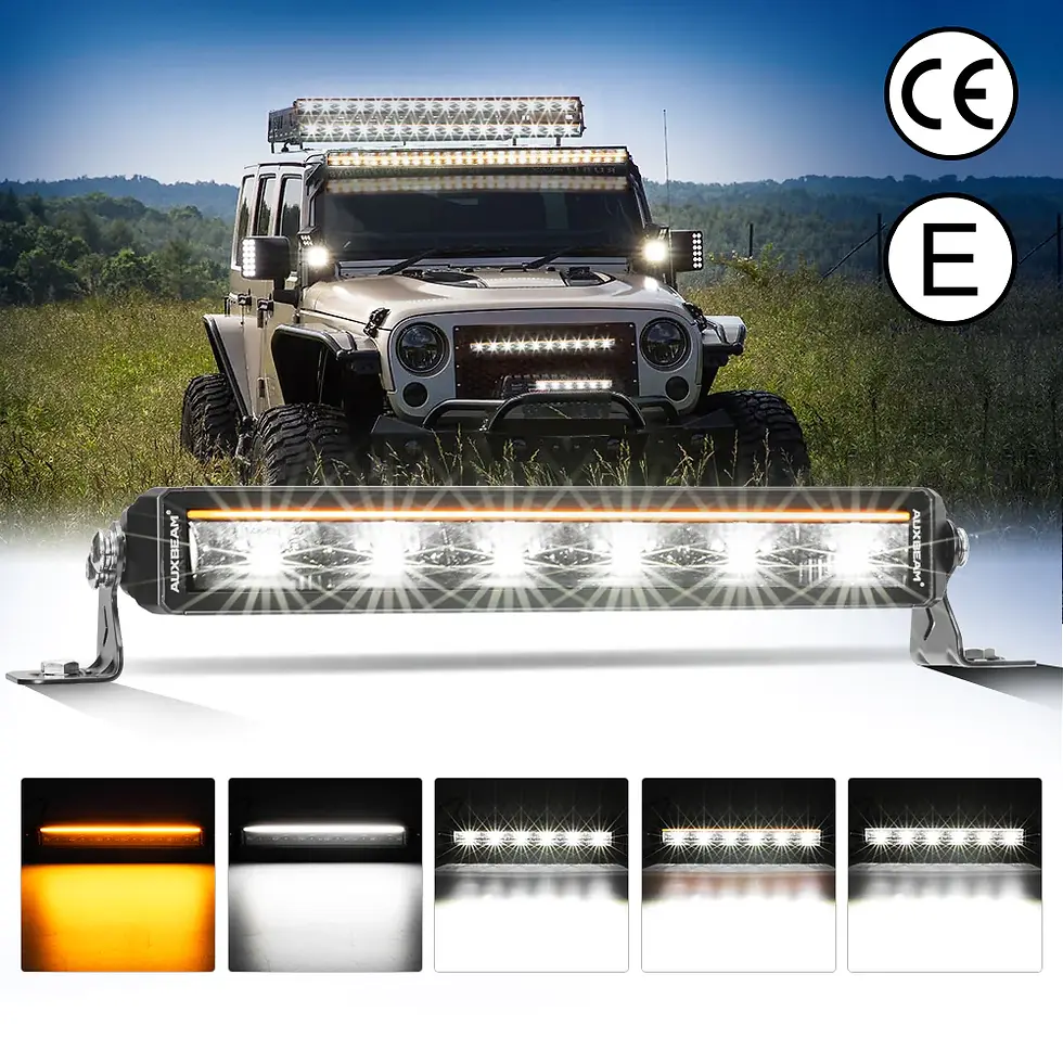 Auxbeam 12 Inch 68W 7440LM Single Row Off-Road LED Light Bar Amber&White DRL